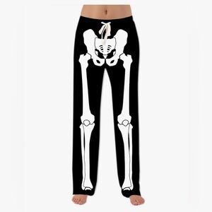 Black Skeleton Print Pajama Pants